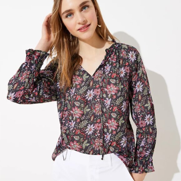 LOFT Tops - LOFT | Garden Peplum Back Blouse